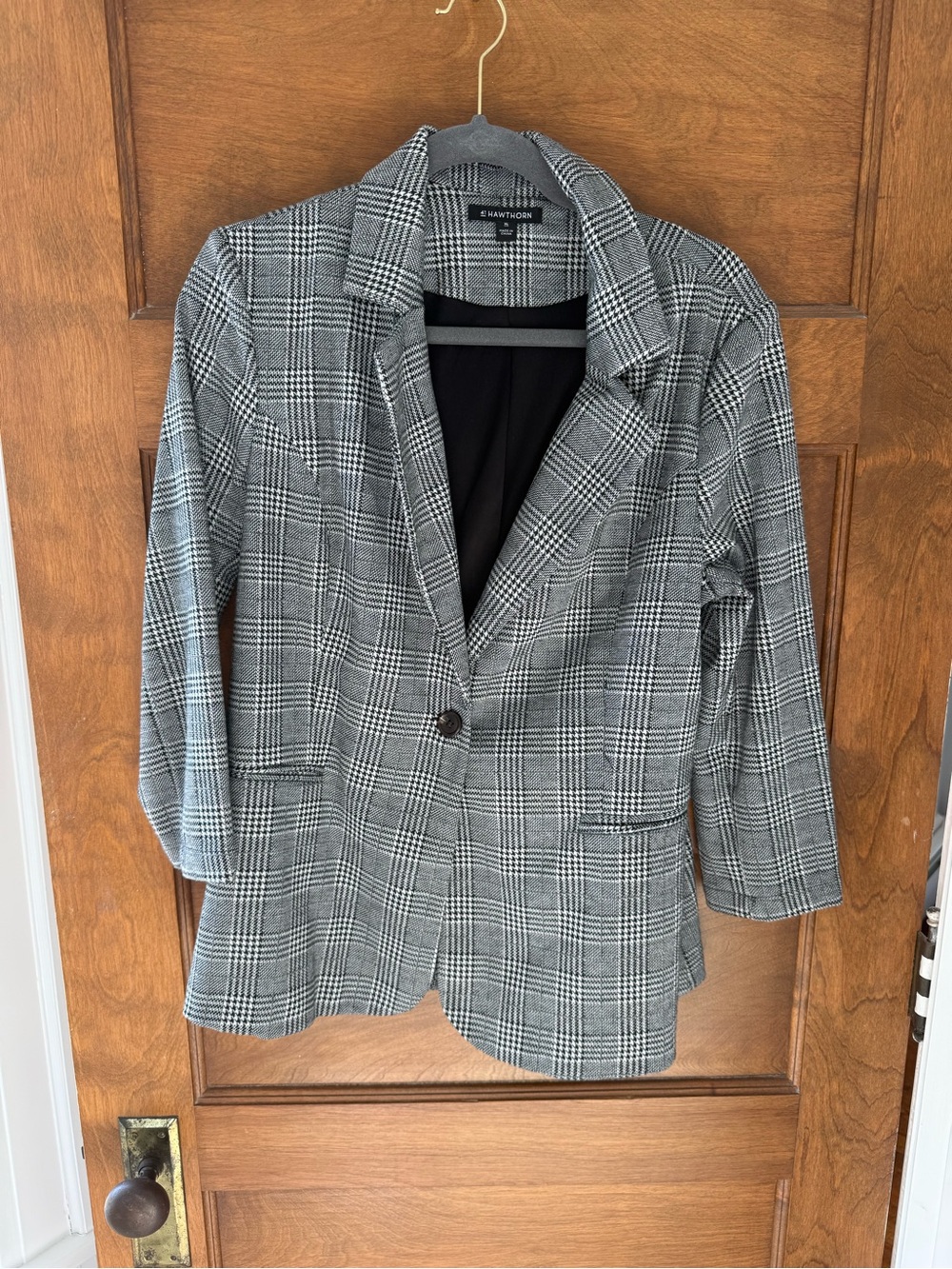 41 Hawthorn Gray Plaid Single-Button Blazer